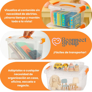 Set 3 Cajas Organizadoras DIMEX con Tapa y Broches | Tamaños Chica, Mediana y Grande | Plástico Transparente Resistente