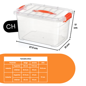 Set 3 Cajas Organizadoras DIMEX con Tapa y Broches | Tamaños Chica, Mediana y Grande | Plástico Transparente Resistente