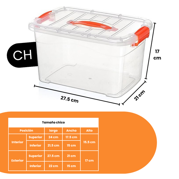 Set 3 Cajas Organizadoras DIMEX con Tapa y Broches | Tamaños Chica, Mediana y Grande | Plástico Transparente Resistente