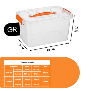 Set 3 Cajas Organizadoras DIMEX con Tapa y Broches | Tamaños Chica, Mediana y Grande | Plástico Transparente Resistente