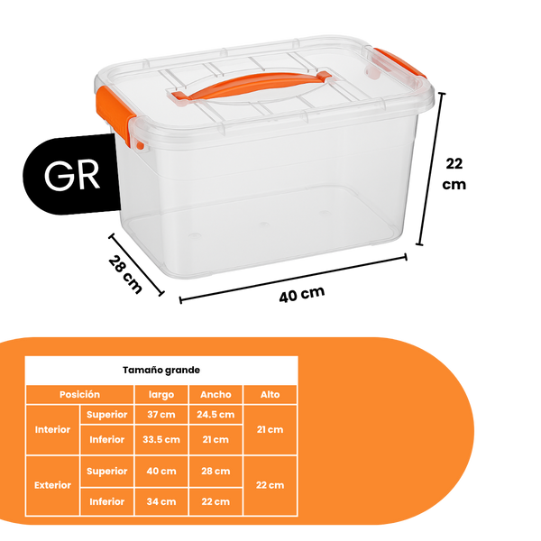Set 3 Cajas Organizadoras DIMEX con Tapa y Broches | Tamaños Chica, Mediana y Grande | Plástico Transparente Resistente