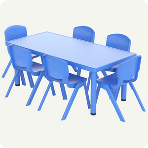 Mesa Infantil Plástico 120x60 con 6 Sillas Multicolor