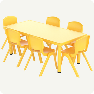 Mesa Infantil Plástico 120x60 con 6 Sillas Multicolor