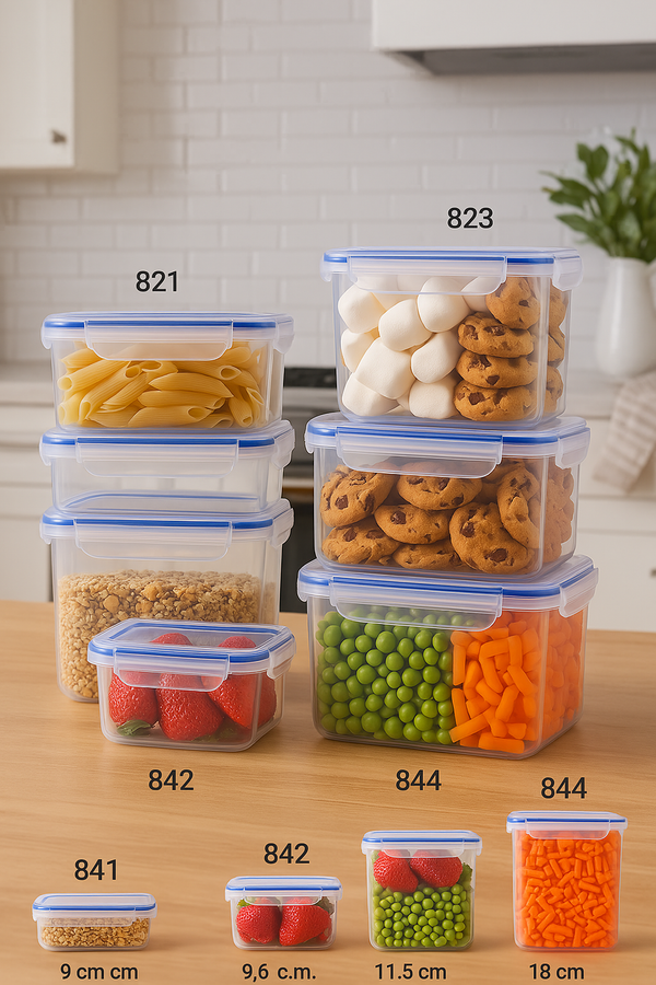 Set de 7 Herméticos Rectangulares – Apilables, Transparentes y Versátile