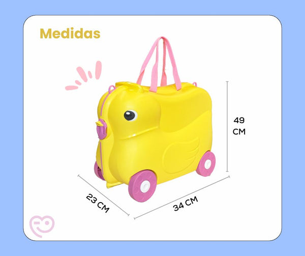 Maleta Infantil con Ruedas Patito 4 ruedas