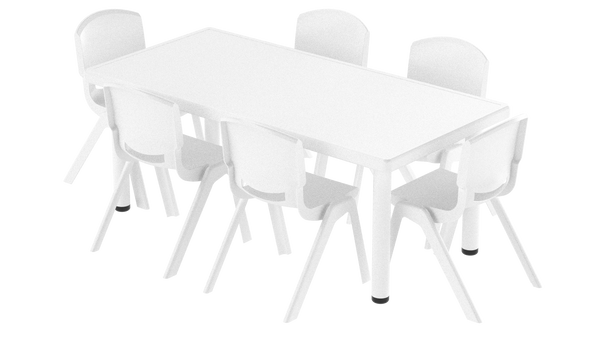 Mesa Infantil Plástico 120x60 con 6 Sillas Multicolor Pastel