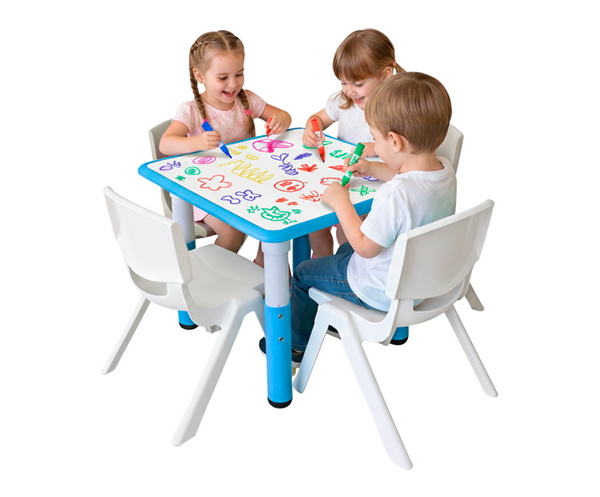 Mesa Infantil Didáctica con Pizarrón y 4 Sillas – Dibuja, Aprende y Juega | Fabricante Directo