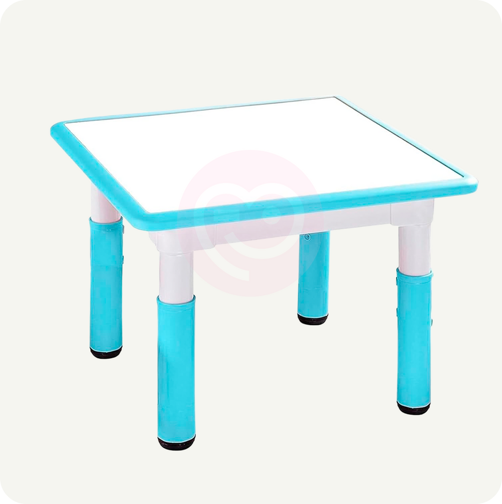 Mesa Cuadrada Infantil 60×60 cm Pizarrón | Mesa para Niños Azul Turquesa