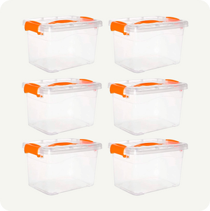 Pack de 6 Cajas Organizadoras DIMEX Chicas Tapa y Seguro | 27.5x21x17 cm | Plástico Transparente Resistente