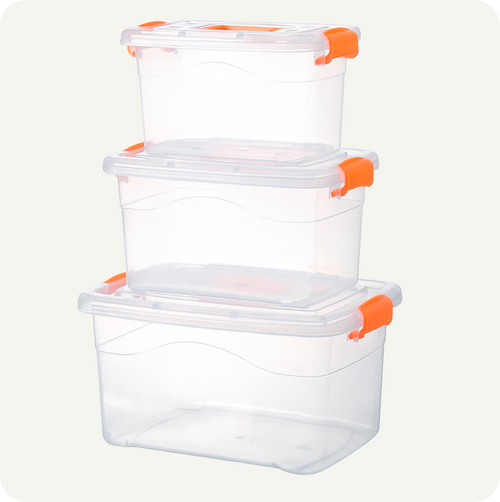 Set 3 Cajas Organizadoras DIMEX con Tapa y Broches | Tamaños Chica, Mediana y Grande | Plástico Transparente Resistente