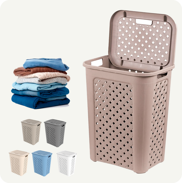 Cesto para Ropa Grande Valentino 40L – Plástico Resistente con Ventilación | Ideal para Hogar, Baño
