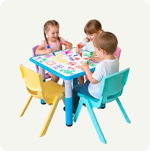 Mesa Infantil Didáctica con Pizarrón y 4 Sillas – Dibuja, Aprende y Juega | Fabricante Directo