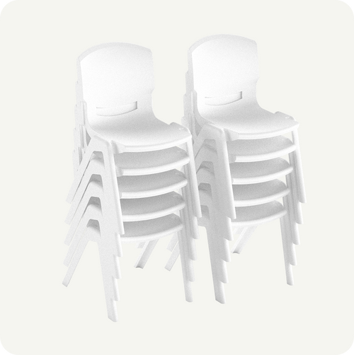 Pack 10 Sillas Infantiles Resistentes Blanco