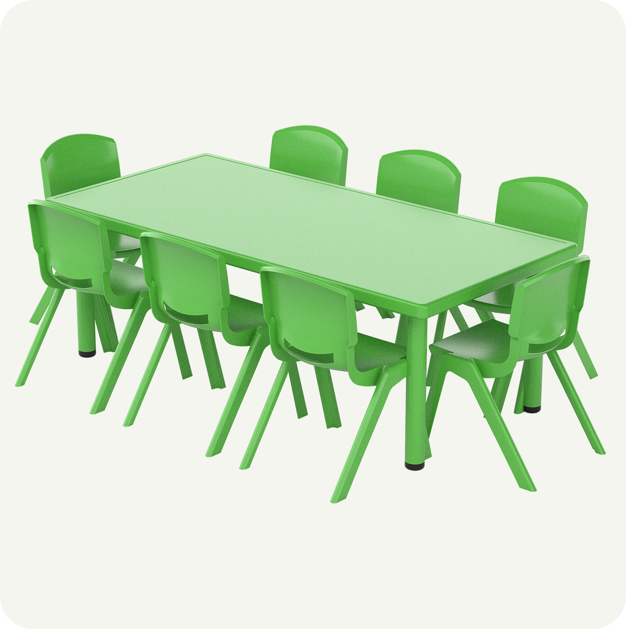 Mesa Rectangular infantil 136 x 66 cm + 8 sillas Plástico Colores
