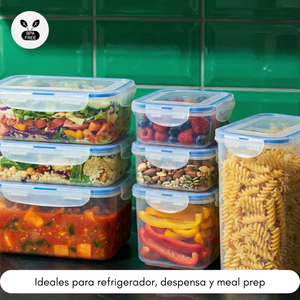 Set de 7 Herméticos Rectangulares – Apilables, Transparentes y Versátile