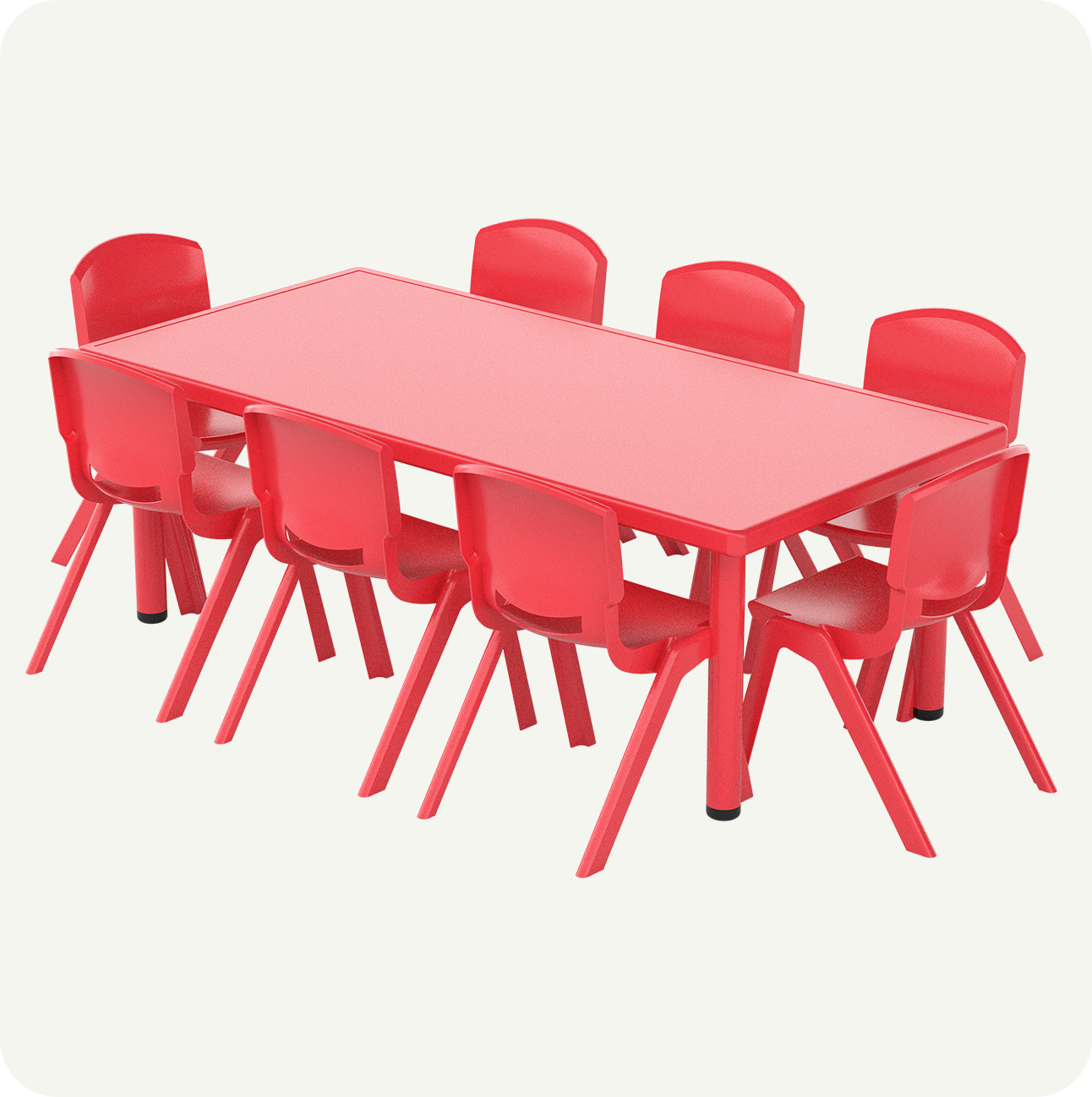 Mesa Rectangular infantil 136 x 66 cm + 8 sillas Plástico Colores