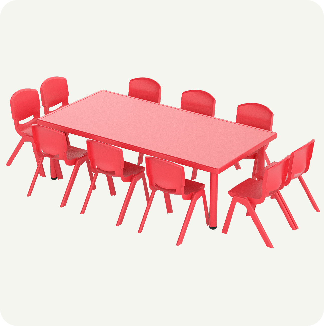 Mesa Infantil Rectangular con 10 Sillas  152x76 cm