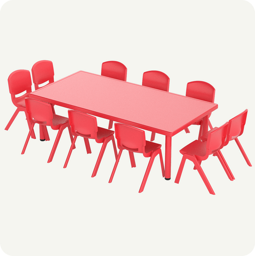 Mesa Infantil Rectangular con 10 Sillas  152x76 cm