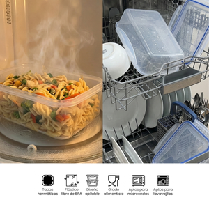 Set de 7 Herméticos Rectangulares – Apilables, Transparentes y Versátile