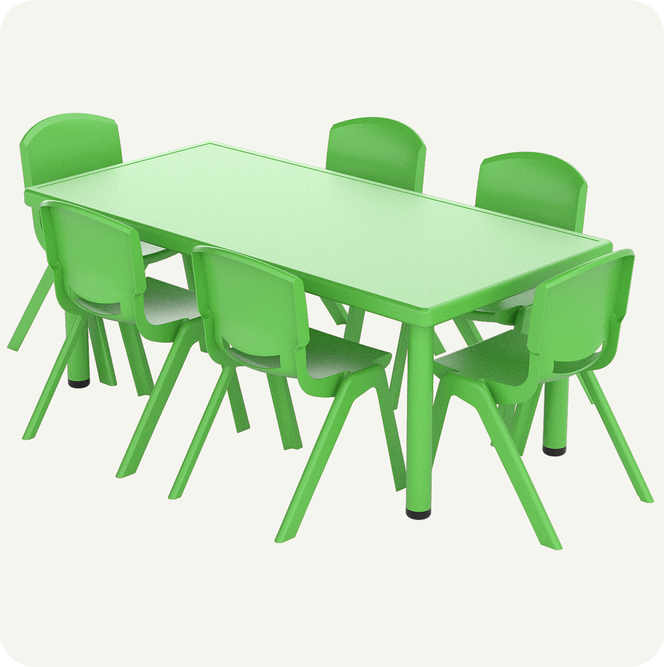Mesa Infantil Plástico 120x60 con 6 Sillas Multicolor