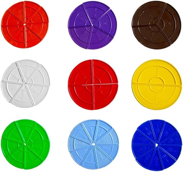 Juego de fracciones Circulares, 56 Piezas De Colores Matemáticas