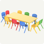 Mesa Infantil Rectangular con 10 Sillas  152x76 cm
