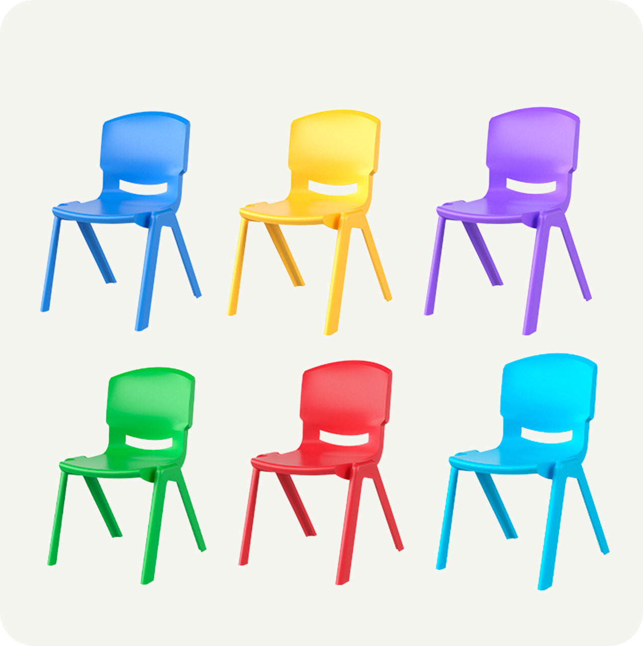 Pack 6 sillas Infantiles resistentes de plástico Colores