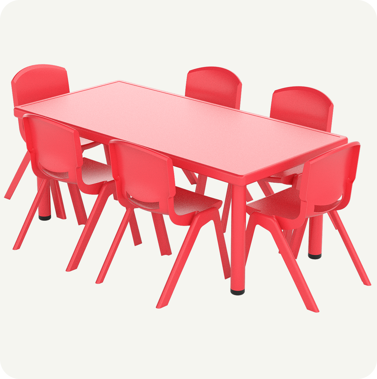 Mesa Infantil Plástico 120x60 con 6 Sillas Multicolor