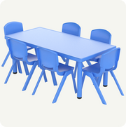 Mesa Infantil Plástico 120x60 con 6 Sillas Multicolor