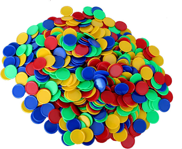 Set de Juego de Mesa de fichas de póker, Juego, Monedas de plástico con 1000 Piezas (4 Colores didácticos)