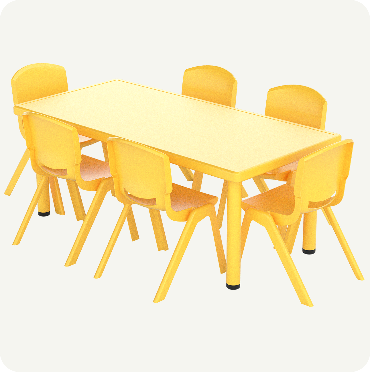 Mesa Infantil Plástico 120x60 con 6 Sillas Multicolor