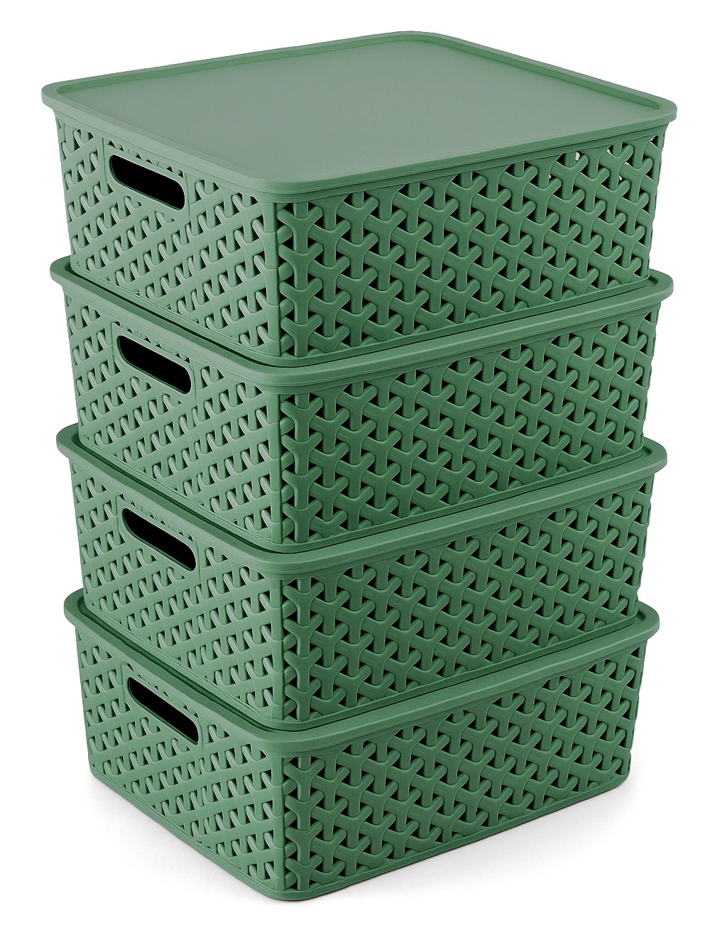 Kit 4 Canastas Nina Grandes con Tapa Apilables