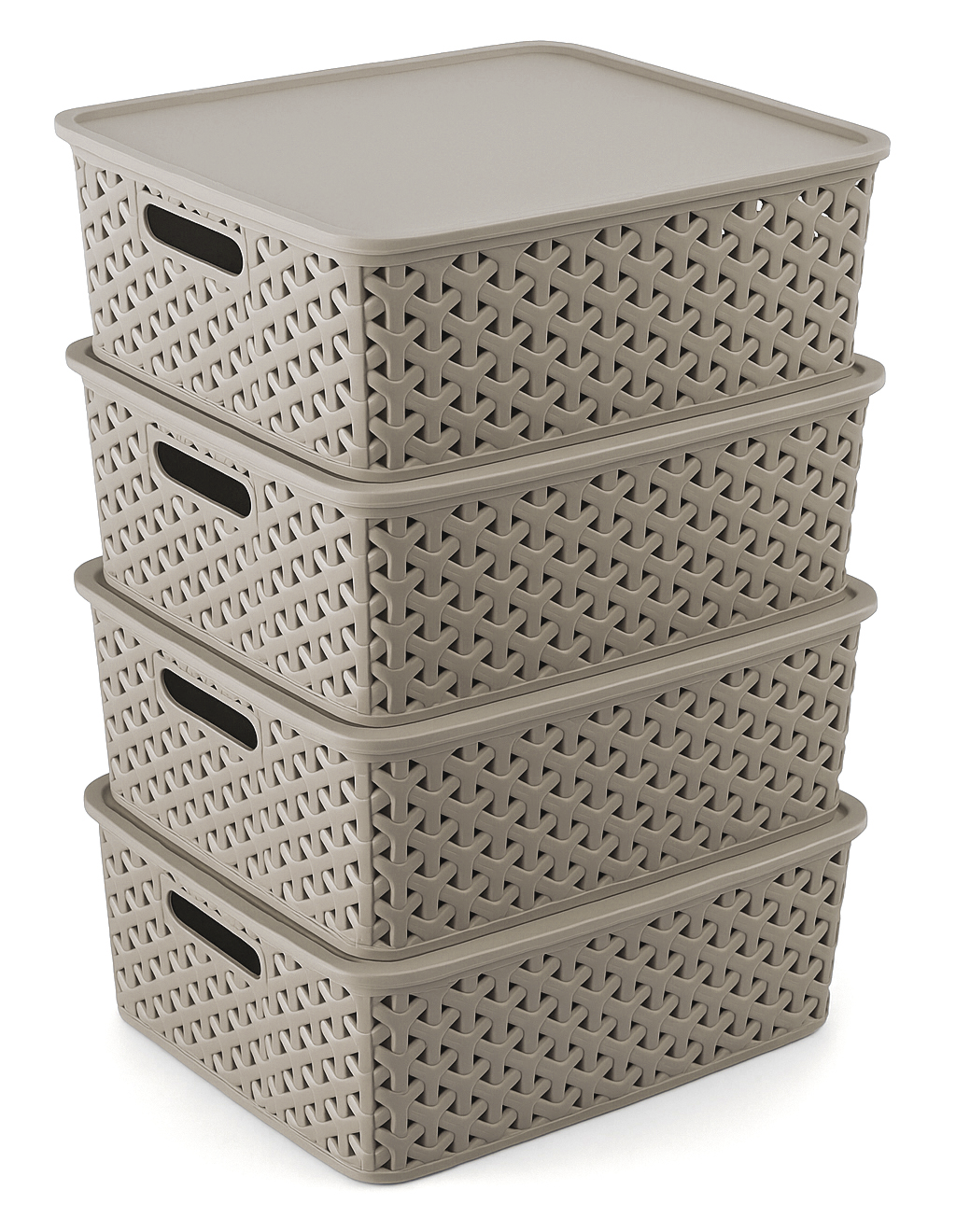 Kit 4 Canastas Nina Grandes con Tapa Apilables