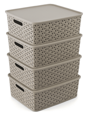 Kit 4 Canastas Nina Grandes con Tapa Apilables