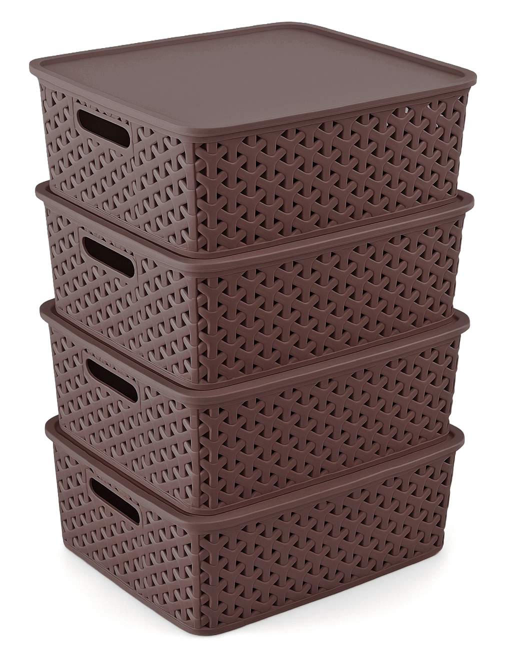 Kit 4 Canastas Nina Grandes con Tapa Apilables