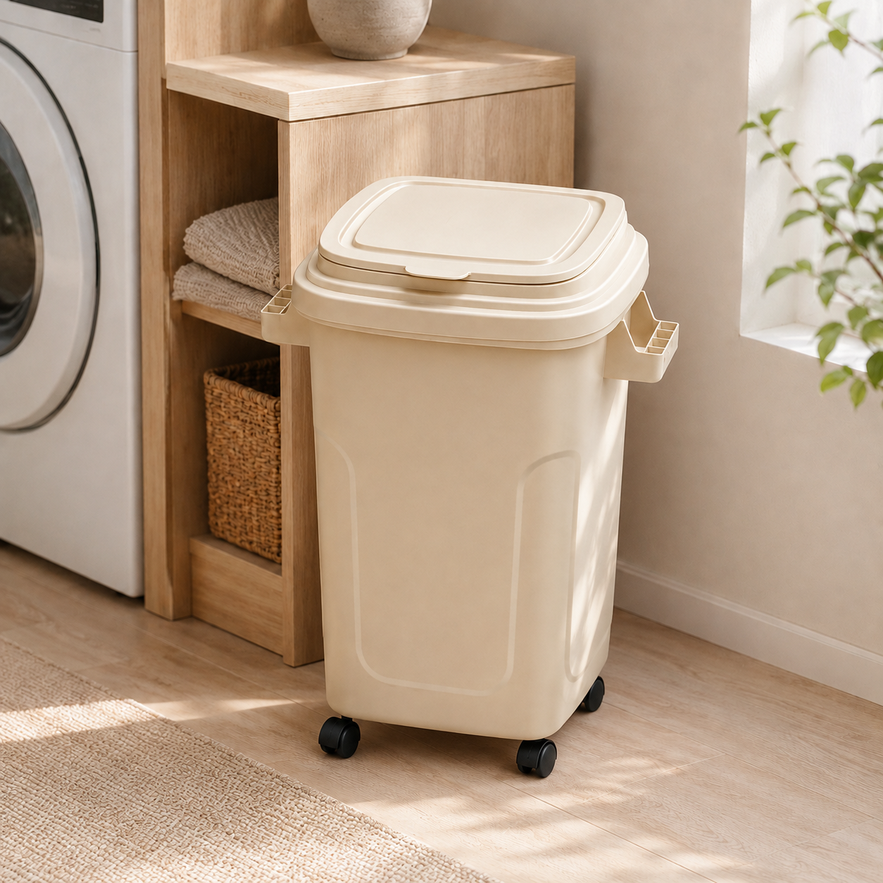 Bote de Basura 65 L con Tapa y 4 Ruedas