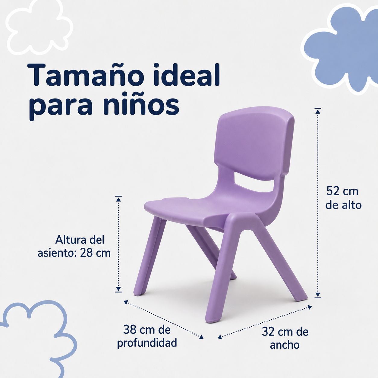 Pack 4 sillas Infantiles de plástico Colores