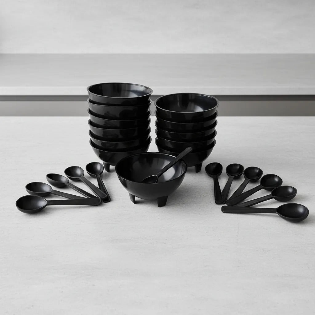 Paquete 24 Piezas Molcajete Y Cuchara De Plastico Resistente Para Fiestas, Eventos o Restaurantes