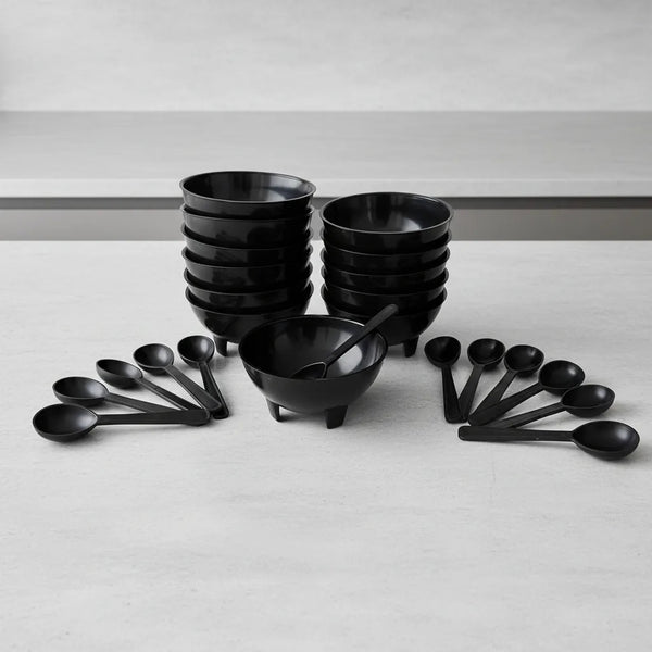 Paquete 24 Piezas Molcajete Y Cuchara De Plastico Resistente Para Fiestas, Eventos o Restaurantes