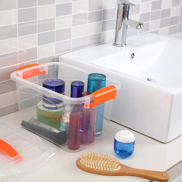 Pack de 6 Cajas Organizadoras DIMEX Chicas Tapa y Seguro | 27.5x21x17 cm | Plástico Transparente Resistente