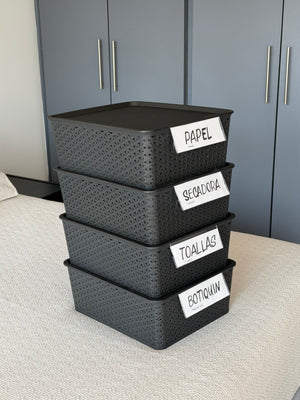 Kit 4 Canastas Nina Grandes con Tapa Apilables