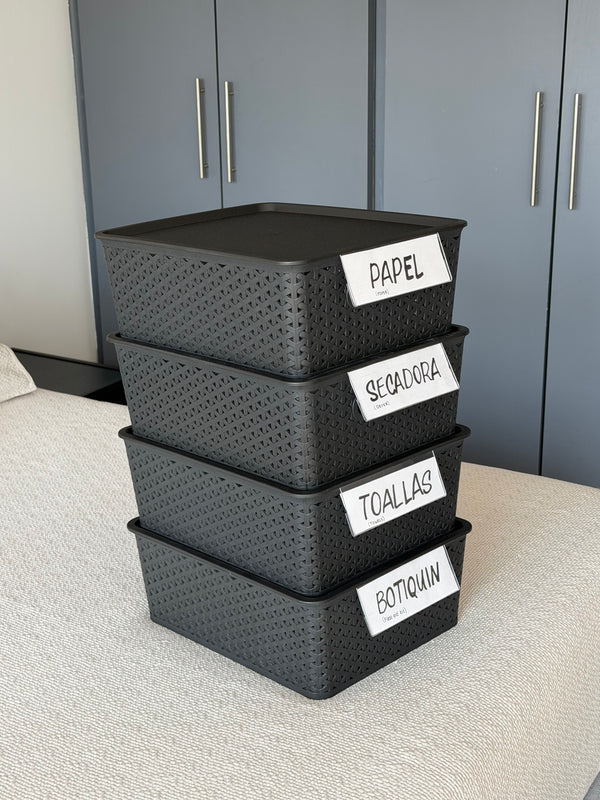 Kit 4 Canastas Nina Grandes con Tapa Apilables