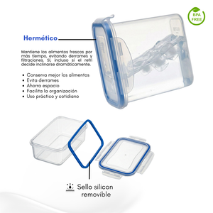 Set de 7 Herméticos Rectangulares – Apilables, Transparentes y Versátile