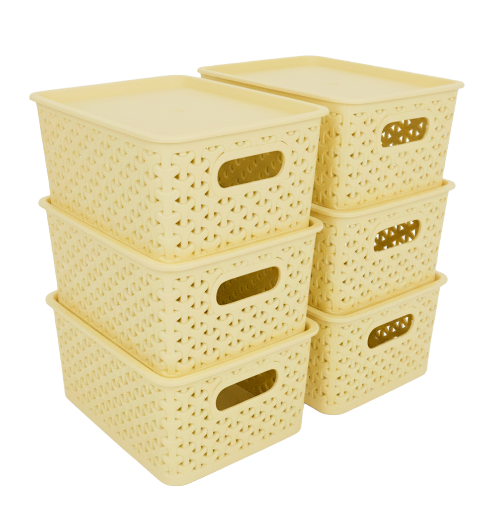 Kit 6 Canastas organizadoras  y 6 Tapas Chicas Nina