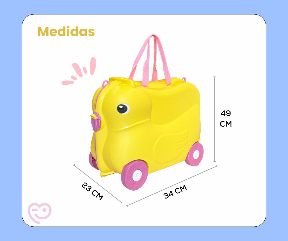 Maleta Infantil con Ruedas Patito 4 ruedas