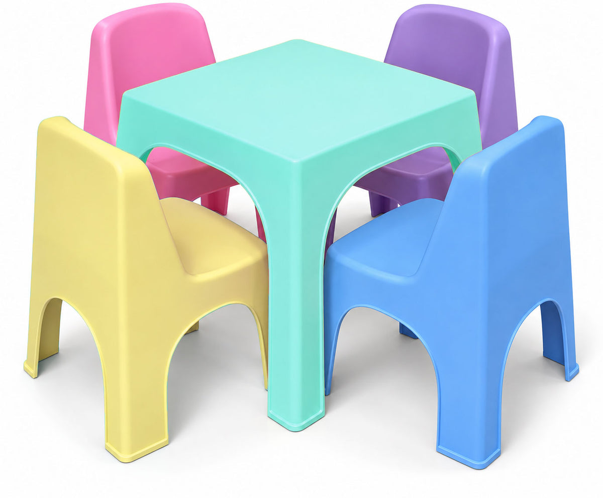 Mesa Infantil Nube de Plástico con 4 sillas nube