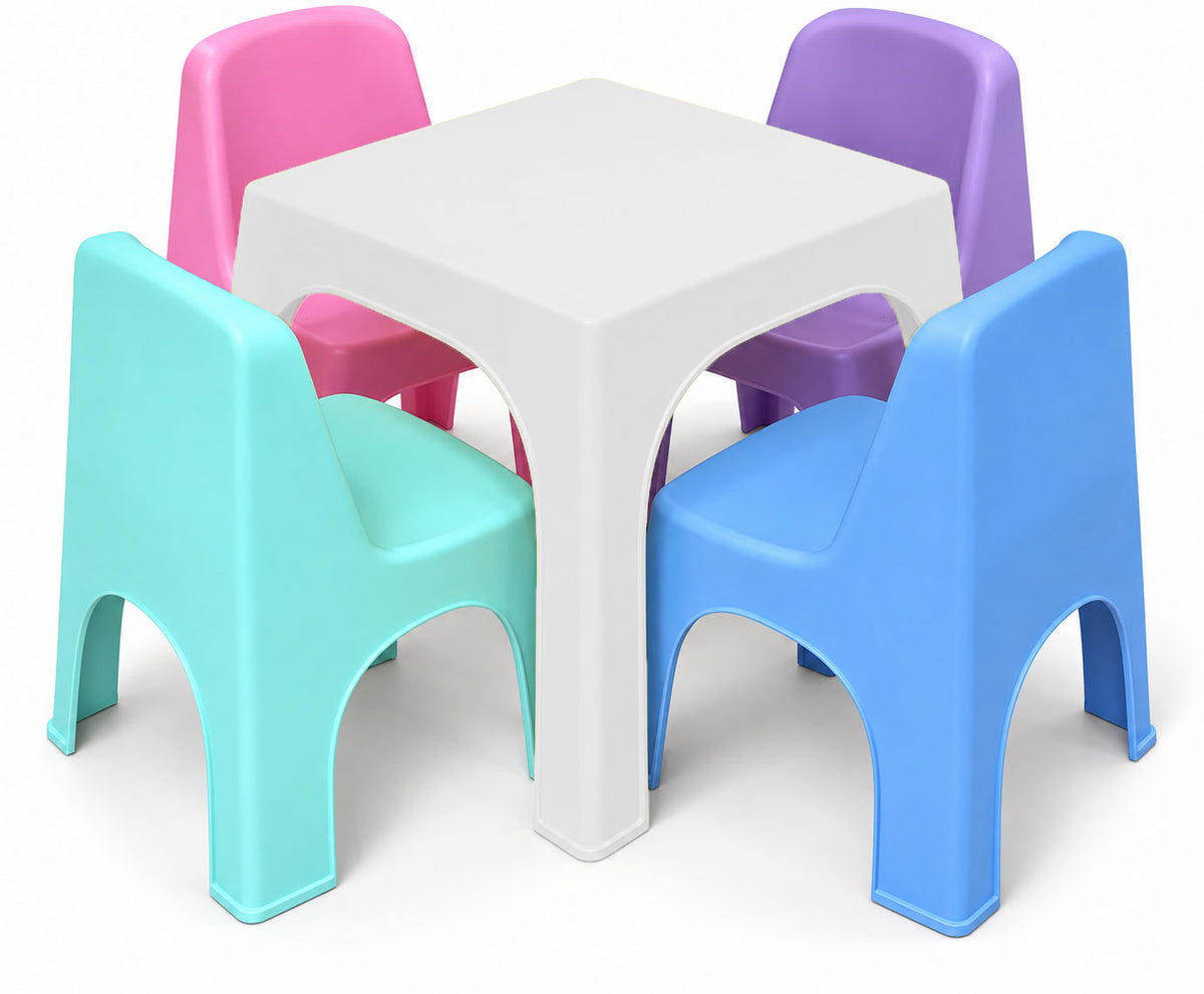 Mesa Infantil Nube de Plástico con 4 sillas nube