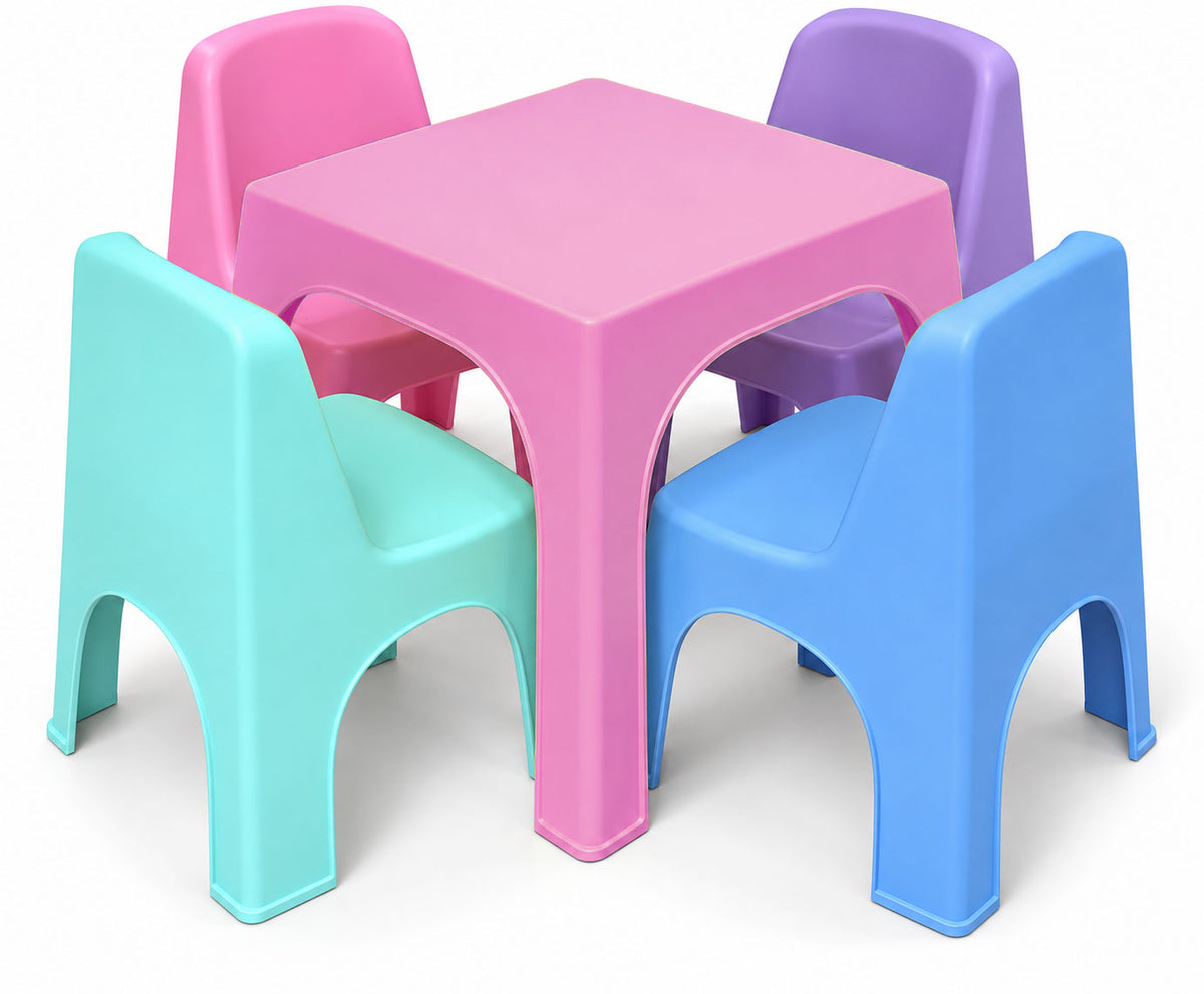 Mesa Infantil Nube de Plástico con 4 sillas nube