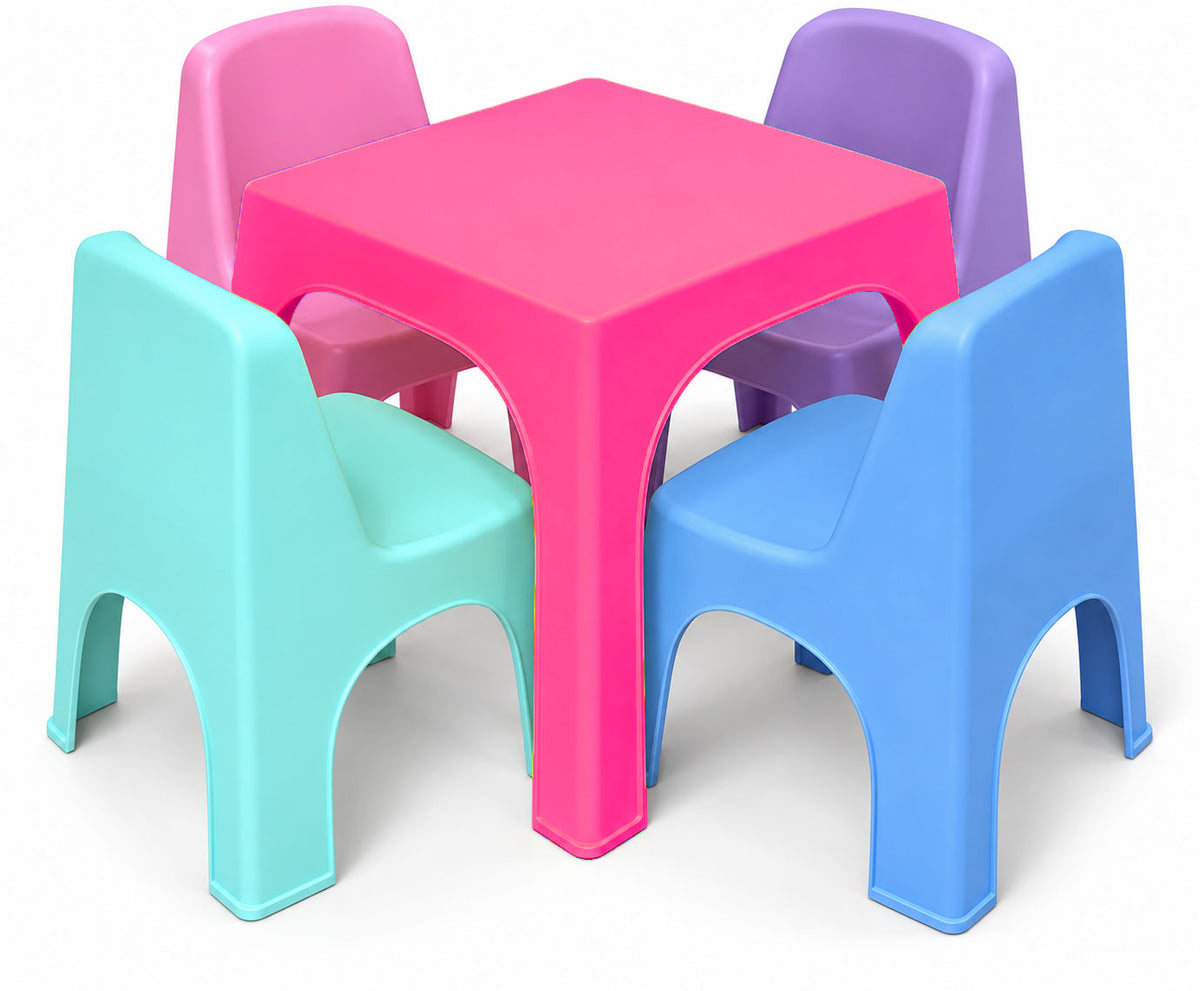 Mesa Infantil Nube de Plástico con 4 sillas nube
