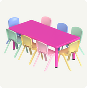 Mesa Infantil rectangular 136x66 con 8 sillas Plástico Color rosa